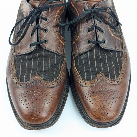 Ben Sherman Mens Gatsby Wingtip Shoes Size 11 Leather & Canvas - Picture 4 of 8